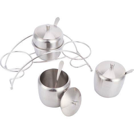 Pot de Condiments en Acier Inoxydable 304, Rangement pour Sel, Sucre et Épices, Set de Boîtes de Stockage