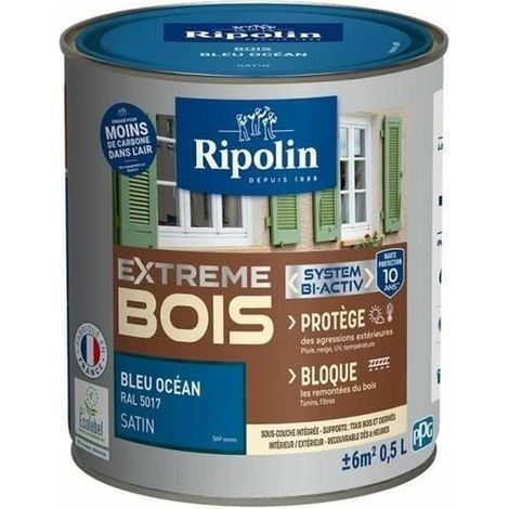 RIPOLIN Pintura Madera Satinada Alta Protección 10 años que Protege y Realza tus Maderas - Azul océano