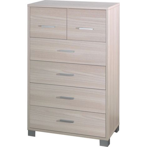 Hohe Kommode sechs Schubladen Light Elm 70x41x h112 cm (1/2)