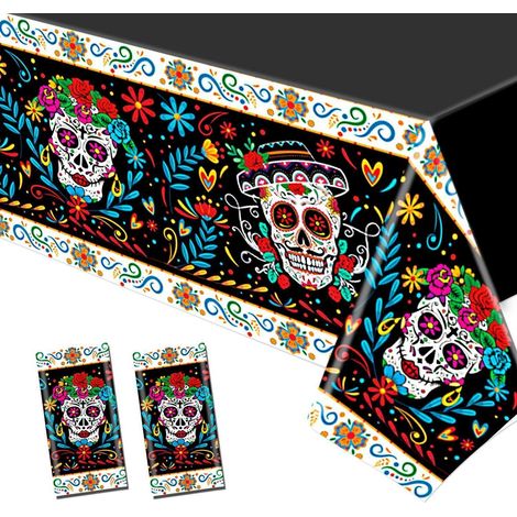 2er Set Dia de los Muertos Tischdecke, Einweg, Wasserdicht, 220x130cm
