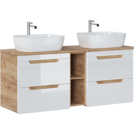Ensemble meubles double vasques 140 cm - Archipel White - Livraison gratuite