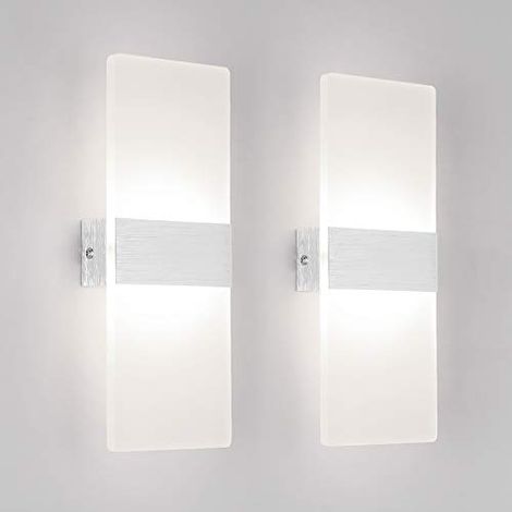 2 Pack Applique Murale Interieur 12W LED Lampe Murale Designe Créatif Décoratif Pour Chambre Couloir Salon Hôtel Salle Blanc Naturel (1/5)