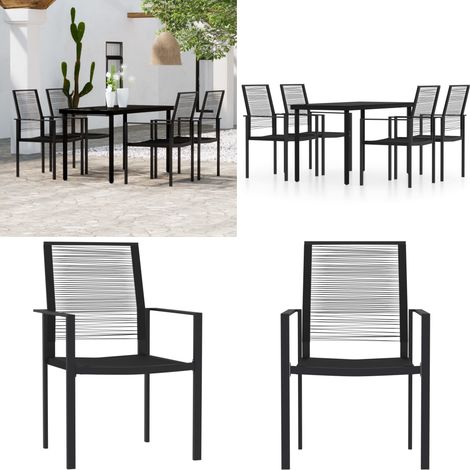 Ensemble à manger de jardin 5 pcs Noir - Table de jardin - Chaises de jardin (1/5)