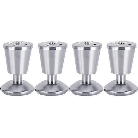Quatre pieds de meubles épais en acier inoxydable avec forme de coupelle réglable, adaptés aux armoires, canapés, lits et meubles à monter soi-même. (1/5)
