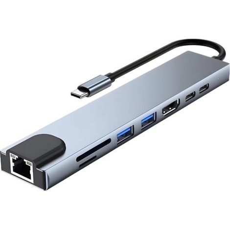 Splitter USB,Hub USB C,HDMI 4K,8 porte,con HDMI 4K,Ethernet RJ45 100M,USB 3.0/2.0,Compatibile con MacBook Pro/Air e altri dispositivi USB-C (1/5)