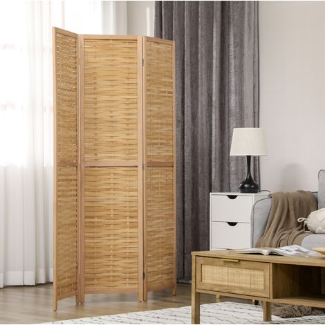 Biombo plegable de 3 paneles de bambú 120 x 170 cm natural DESVIAE (1/5)