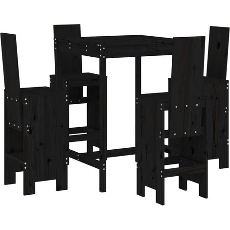 Maison Exclusive - 5-tlg. Gartenbar-Set Schwarz Massivholz Kiefer