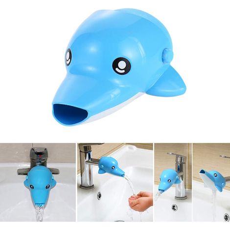 Robinet Extender,Extension de Robinet Extender pour Enfant Bébé Se Laver Les Mains, Cartoon Animal Design Robinet Extension pour Les Enfants en Bas age Aide Se Laver Les Mains (Bleu), (1/4)