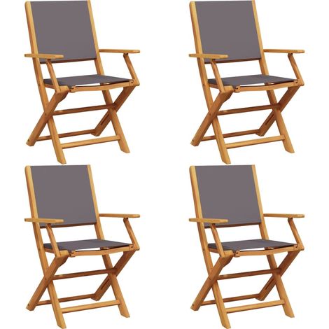 Maison Exclusive - Sedie Giardino Pieghevoli 4pz Antracite Tessuto Legno Massello (1/5)