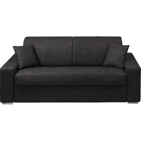 Divano letto a ribalta 3 posti in tessuto Antracite - Materasso larghezza 140 cm - Materasso 14 cm - EMIR