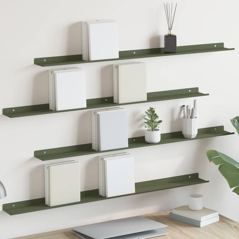 Schwebendes Regal 4 pcs Olive Grün 100 x 9 x 2,5 cm Stahl