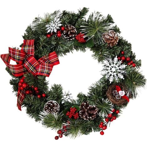 Couronne de Noël artificielle d'Halloween, guirlande pour intérieur et extérieur, mur de vacances, couronne de porte d'entrée ronde, couronne de Noël (1/4)