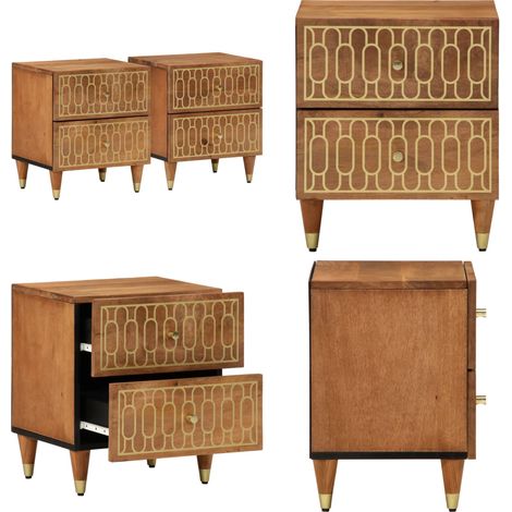 Nachttische 2 Stk. 40x33x46 cm Massivholz Mango - Nachtkommode - Massivholz (1/5)