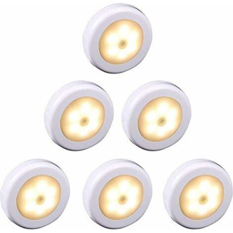 Luci LED wireless con sensore di movimento – 6 pezzi – Luce calda – Installazione semplice con adesivo 3M – Ideali per armadi e corridoi (1/4)