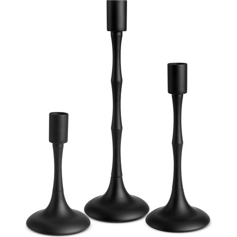 Towond Kerzenhalter, konische Metallkerzenständer, Kandelaber für Hochzeit, Esszimmer, Wohndekoration, Schwarz, 3er-Set