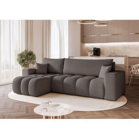 Ecksofa Schlafsofa Sofa ANABEL in Stoff Centaur Dunkelgrau Ottomane Links (1/5)
