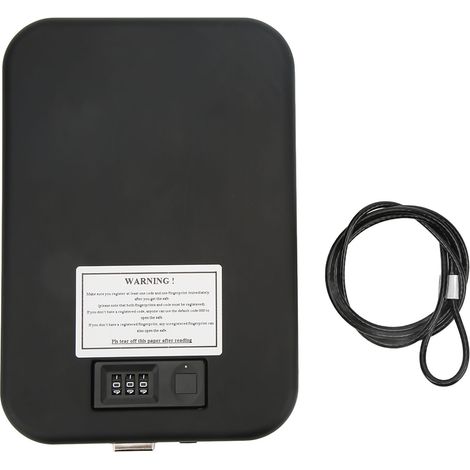 Coffre-fort portable biométrique à 3 chiffres, boîte de sécurité antidévol avec empreinte digitale pour argent, bijoux et biens précieux (1/5)