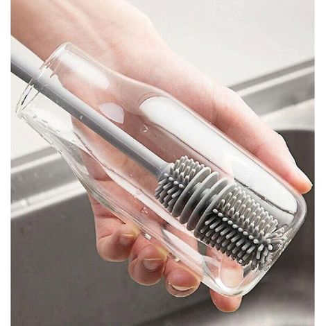 Brosse de nettoyage de bouteille d'eau en silicone avec long manche. 11 pouces. nettoyant pour bouteille d'eau. bouteille de sport.