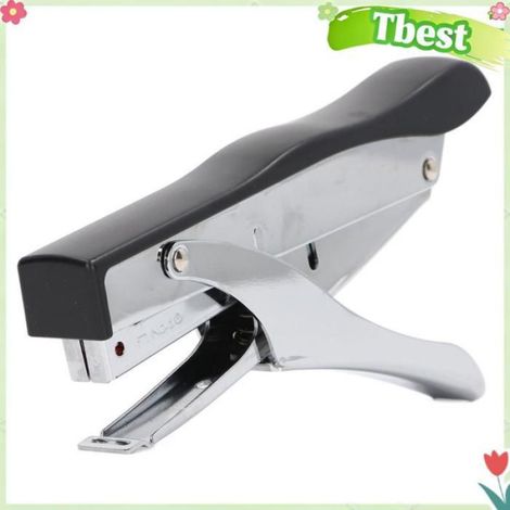Tbest agrafeuse en métal Agrafeuse à main, capacité de 10 feuilles, Mini agrafeuse ergonomique permettant arts stylo Noir (1/4)
