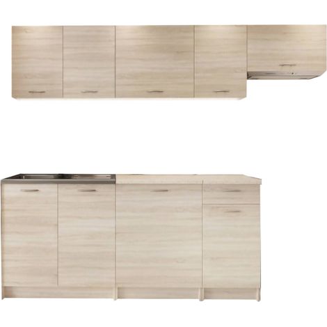 Urzulei Komplettküche, kompaktes und funktionales Set mit Türen und Schublade, Eiche