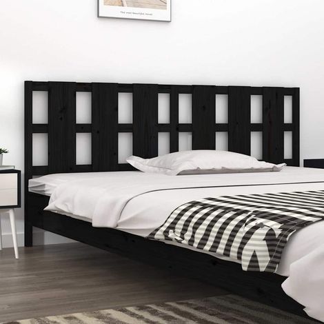 vidaXL Cabecero de cama madera maciza de pino negro 205,5x4x100 cm (1/5)