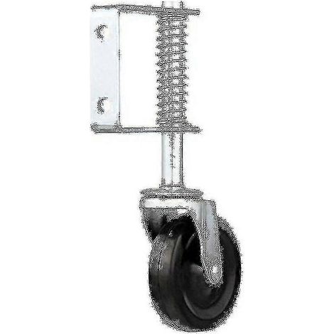 Roulette de porte de portail silencieuse en caoutchouc robuste de 10 cm (4 pouces) avec ressort (1 pièce, noire) (1/4)