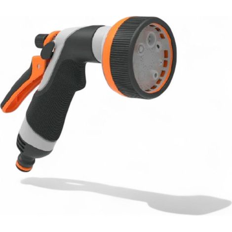 Pistola multi getto con 8 getti selezionabili e leva per regolazione e blocco acqua