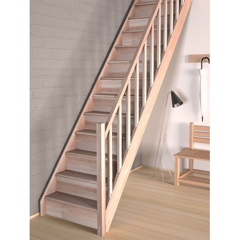 Offene gerade Treppe von HandyStairs „VEGA80“ – 280 cm hoch – 13 Stufen aus Buche – ohne Handlauf