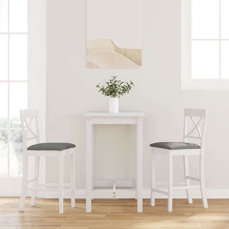 Barhocker mit Kissen 2 Stk. Weiß Massivholz Gummibaum