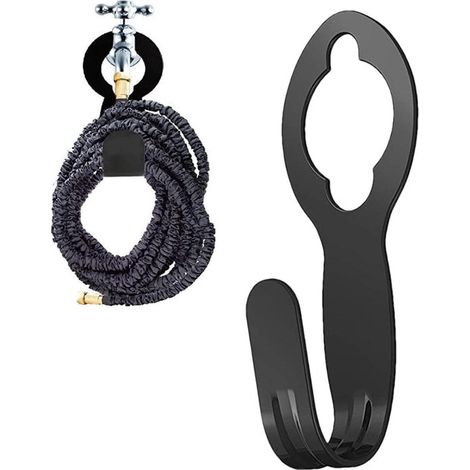 Gartenschlauchhalter – Wandmontage-Schlauchhaken – Gartenorganisation – Robuster Kohlenstoffstahl – 22,5 cm – Schwarz (1/5)