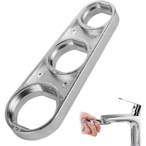 Clé à Barboteuse pour Robinet, Aérateur Buse Mélangeuse Aérateur M16/M18/M20/M22/M24/M28, Zinc en Alliage Outil Polyvalent pour l'Ajustement du Débit d'Eau Cuisine Salle de Bain (1/5)