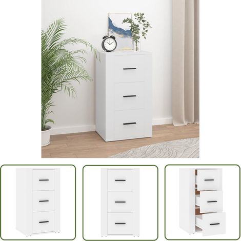 The Living Store Buffet Blanc 40x33x70 cm Bois d'ingénierie - Buffet Blanc - Meuble Rangement - Commode - Armoire Blanche - Mobilier Salon (1/5)