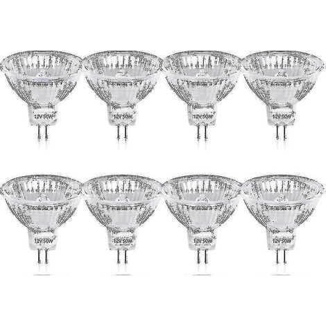50-W-Gu5.3-MR16-Dimmbare-Halogenlampe, 12-V-Gleichstrom-Niedervolt-Reflektorlampe mit 2-Pin-Sockel, 800 Lumen, Warmweiß (2800 K), 8 Stück (1/5)