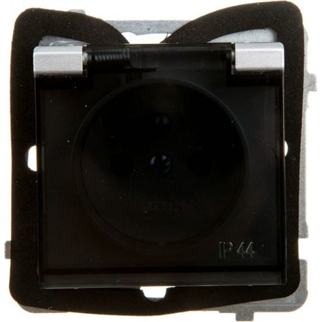 Prise étanche Sonata avec couvercle transparent IP44 argent mat GPH-1RZ/m/38/d