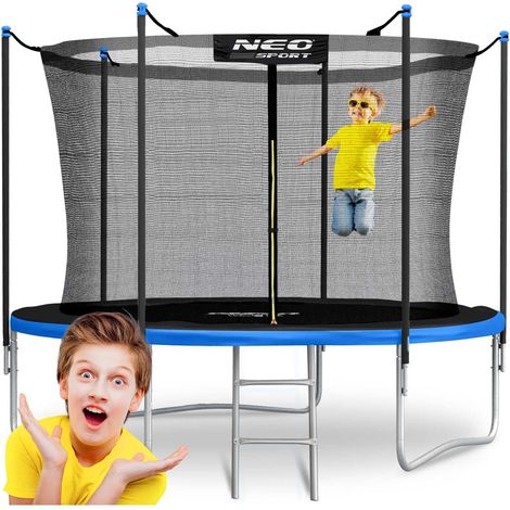 Trampoline for garden 312 cm with inner safety net and ladder neo sport 88