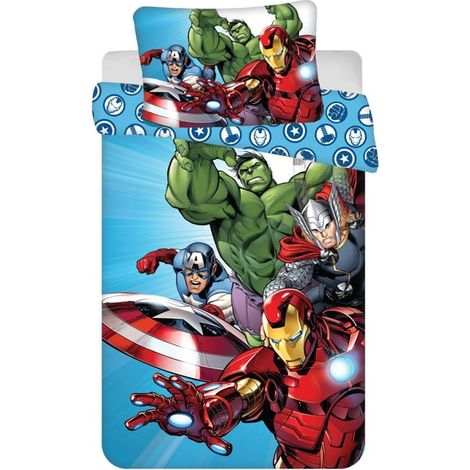 Parure de lit enfant Avengers bleu clair 100×135 cm, 40×60 cm