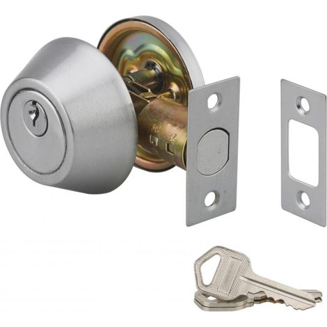 Serrure multipoint en applique à bouton pour porte d'entrée – Axe réglable 60/70mm – 3 clés en acier nickelé – Pêne avec dispositif antisciage (1/3)