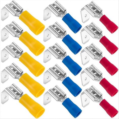 15 Connecteurs Cosse Fourche Semi-Isolés, Kit Assorti de Cosses à Fourche, Lot de 15 Pièces (1/5)