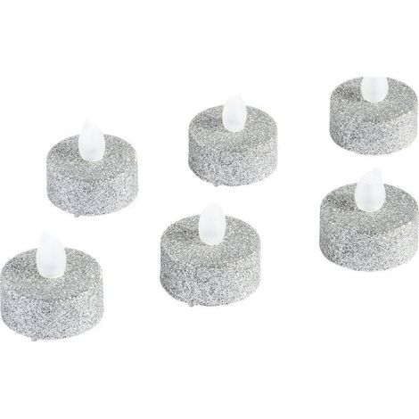 Lot de 6 Bougies Votive pailletées LED argent (1/2)