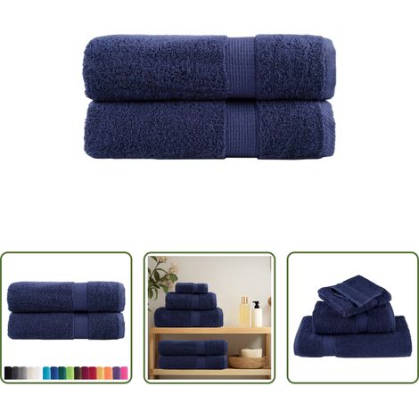 Duschhandtuch - Premium Duschtücher SOLUND 2 Stk. Marineblau 70x140 cm 600 g/m² (1/5)