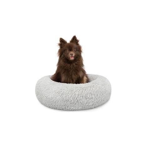 Cama tipo donut para perros y gatos, pequeña, Ø 40 cm, gris claro (1/5)