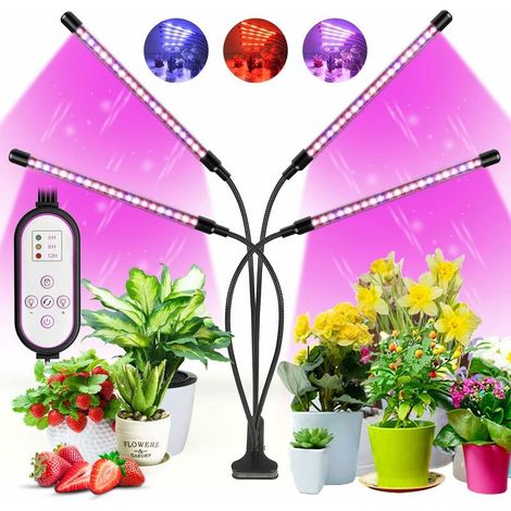 Lampe LED pour plantes - 80 LED - Rouge et bleu - Spectre complet - Pour plantes d'intérieur avec minuterie, 3 types de mode et 10 niveaux de lumière pour légumes H449 (1/5)