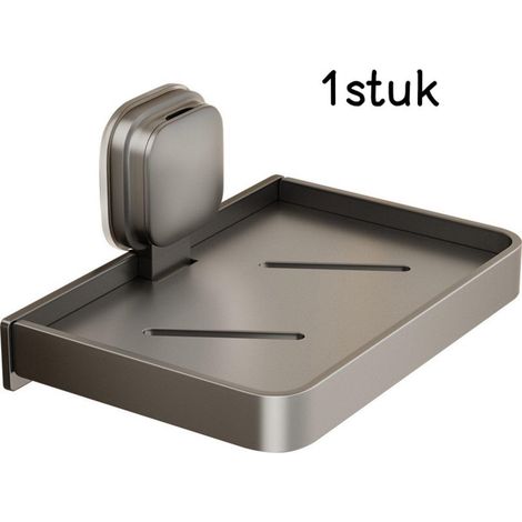1 pièce - Étagère - Porte-papier toilette à ventouse - Boîte à papier toilette - Espace de rangement multifonctionnel sans perçage - Support à papier toilette - 17,5 x 11,5 x 9 cm - Gris (1/5)
