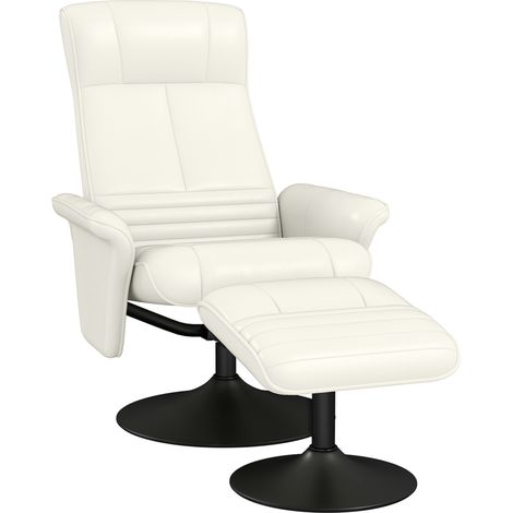 Poltrona relax girevole con poggiapiedi, reclinabile fino a 135°, 150 kg, bianco crema (1/5)