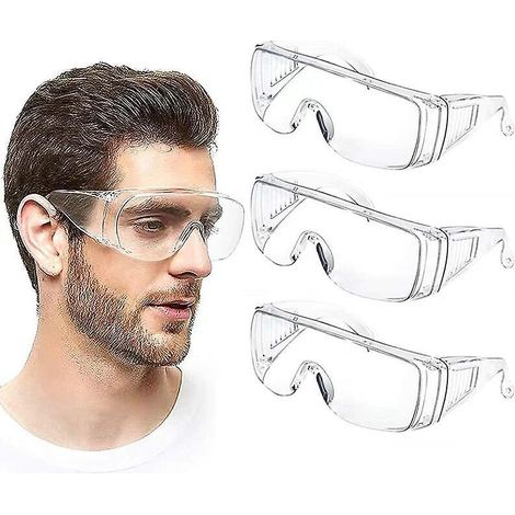 lunettes De Scurit Anti-bue, Lot De 3 Lunettes De Scurit, Anti-poussire, Anti-rayures, Lentilles Transparentes Chimiques Enveloppant La Protection