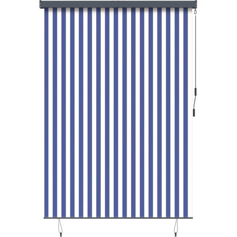 Maison Exclusive - Store enrouleur Bleu et Blanc 180 x 250 cm Tissu et Aluminium (1/5)