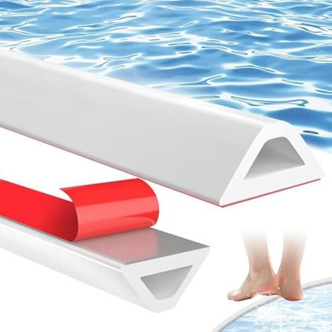 Shower Threshold Water Dam Height 1.5 cm Anti-Overflow Shower Barrier 2 m Foldable Silicone Shower Barrier Self-Adhesive Water Barrier for Kitchen and Bathroom (1/5)