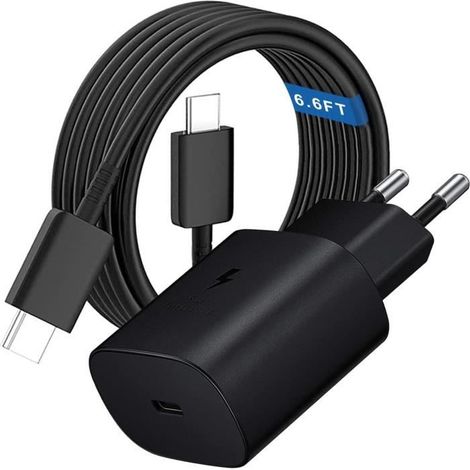 Chargeur Rapide USB C 25W avec 2M Câble pour Samsung Galaxy S23/S22 Ultra/S21 Plus/Note 20 Ultra/S20 FE,S20 Ultra,Z Fold3/4 (1/4)