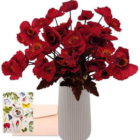 8 pièces d'anémones de Pavot artificielles, 22 "/56 cm de Long Tige Fausse Soie Coquelicots Fleur Faux maïs Fleurs de Pavot pour la Maison Jardin décoration de Mariage centres de Table (1/5)
