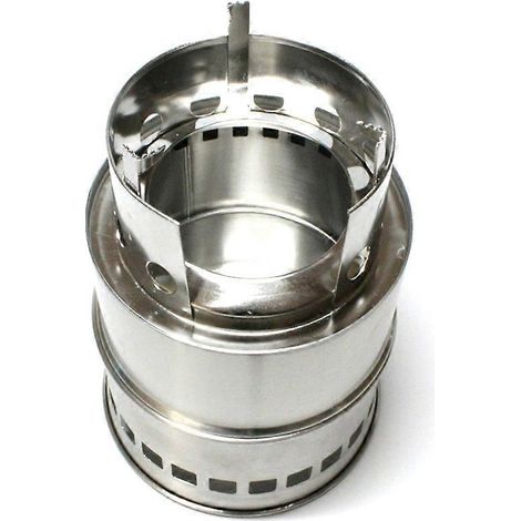 Réchaud à bois extérieur en acier inoxydable pour pique-nique, barbecue, charbon de bois, alcool solide, combustible de camping et de randonnée (1/5)